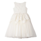 Ivory | Jeweled Lace Peplum Ballerina (Size 4-6X)