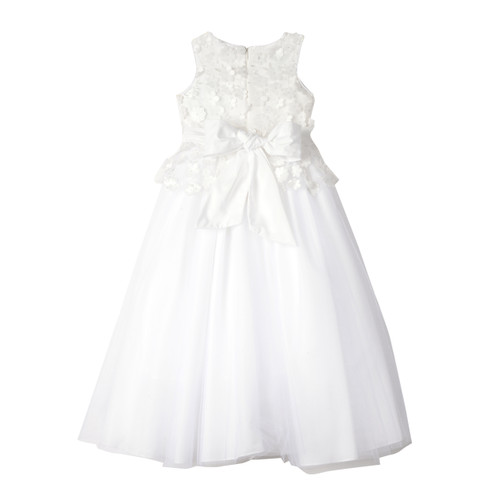 White | 3D Flower Peplum Maxi Dress (Size 7-16)