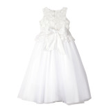 White | 3D Flower Peplum Maxi Dress (Size 7-16)