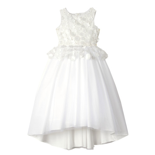 White | 3D Flower Peplum Maxi Dress (Size 7-16)
