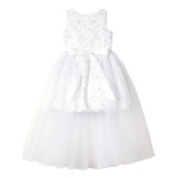 White | 3D Flower Walk Thru Dress (Size 4-6X)