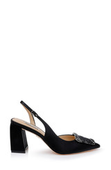 Black | Adaline Slingback Block Heels Side