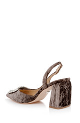 Brown Velvet | Adaline Slingback Block Heels Back Side