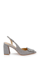Silver Antique | Adaline Slingback Block Heels Side