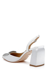 White | Adaline Slingback Block Heels Side