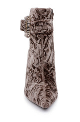 Brown Velvet | Adrian Velvet Block Heel Booties