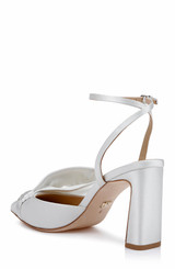 White | Alease Pointed Toe Block Heels