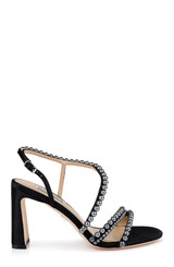 Black | Amora Pearl Strap Block Heels