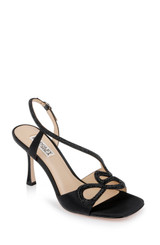 Black | Anessa Open Toe Stilettos with Jeweled Cutout Strap
