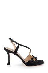 Black | Anessa Open Toe Stilettos with Jeweled Cutout Strap