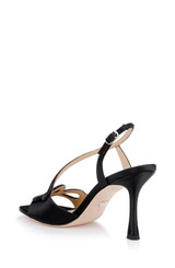 Black | Anessa Open Toe Stilettos with Jeweled Cutout Strap