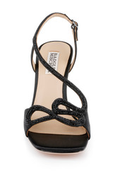 Black | Anessa Open Toe Stilettos with Jeweled Cutout Strap