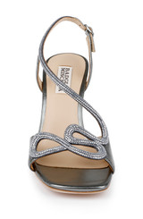 Silver Antique | Anessa Open Toe Stilettos with Jeweled Cutout Strap