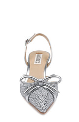 Silver Leather | Angelina Slingback Kitten Heels Front