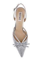 Silver Leather | Angelina Slingback Kitten Heels Top