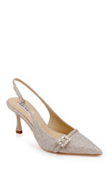 Champagne | Annmarie Jeweled Slingback Stiletto Pumps