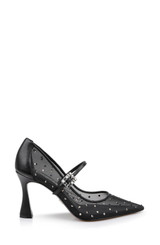 Black Leather | Antonia II Pointed Toe Mary Jane Pumps