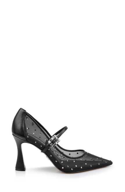 Black Leather | Antonia II Pointed Toe Mary Jane Pumps