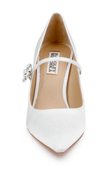 White Crepe | Antonia Pointed Toe Mary Jane Pumps