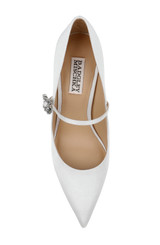 White Crepe | Antonia Pointed Toe Mary Jane Pumps