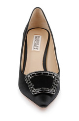 Black | Aubree Pointed Toe Stiletto Pumps with Crystal Buckle