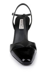 Black Leather | Aurelia Capped Toe T-Strap Stiletto Heels