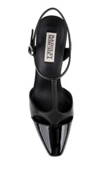 Black Leather | Aurelia Capped Toe T-Strap Stiletto Heels