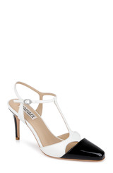 White Leather | Aurelia Capped Toe T-Strap Stiletto Heels