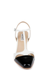 White Leather | Aurelia Capped Toe T-Strap Stiletto Heels