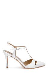 White | Aurelia Capped Toe T-Strap Stiletto Heels