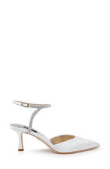 White | Autumn Ankle Strap Kitten Heel Pumps