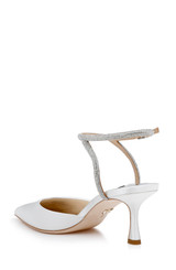 White | Autumn Ankle Strap Kitten Heel Pumps