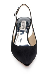 Black | Beatrix Pointed-Toe Slingback Heels with Pearl-Beaded Heel Front