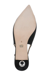Black | Beatrix Pointed-Toe Slingback Heels with Pearl-Beaded Heel Sole