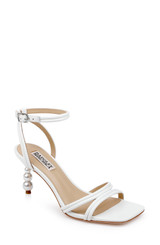 White | Belen Leather Sandals with Pearl Heels