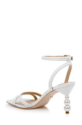 White | Belen Leather Sandals with Pearl Heels
