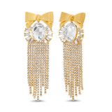 Delightful Bow Chandelier Earrings with Fringe Front