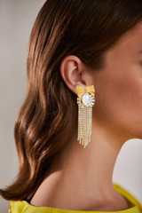 Delightful Bow Chandelier Earrings with Fringe Model