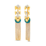 Endearing Bow Fringe Earrings with Raffia Accents Front