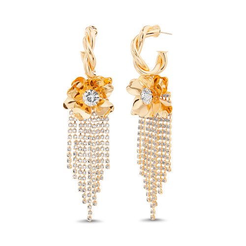 Striking Twisted Hoop Fringe Earrings Front