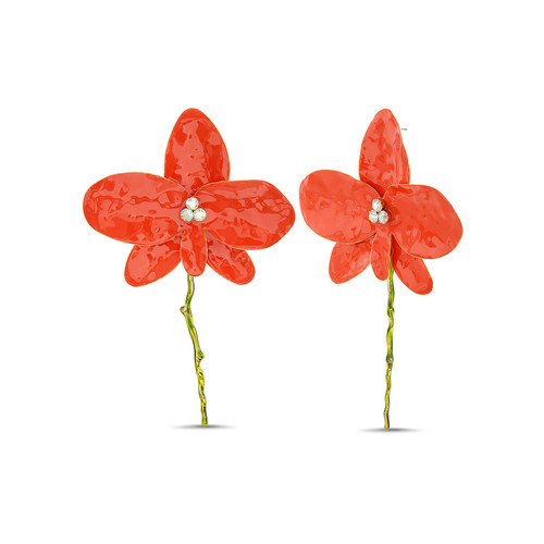 Orange | Statement Flower Earrings