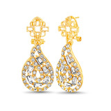 Gold | Baguette Crystal Filagree Drop Earrings