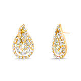 Gold | Swirl Baguette Stone Teardrop Earrings