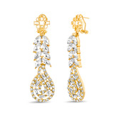 Gold | Filagree and Stone Leaf Drop Earrings