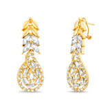 Gold | Metal Leaf Swirl Teardrop Earrings