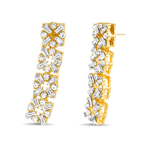 Gold | Linear Baguette Square Earrings