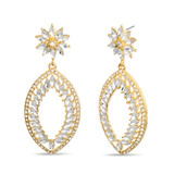 Gold | Crystal Stone Pear Drop Earrings
