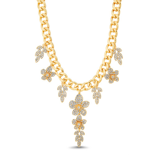 Dazzling Floral Statement Necklace Front