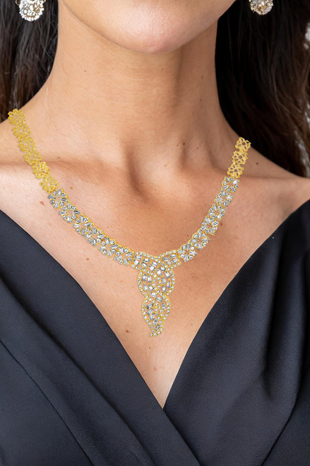 Gold | Baguette Stone Swirl Statement Necklace Form