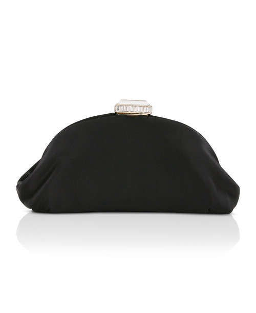 Black | Leia Satin Pouch Clutch Front